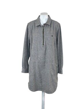 Toad & Co Bodie 1/4 Zip Long Sleeve Dress, Mini, Grey, Tunic, Size Large